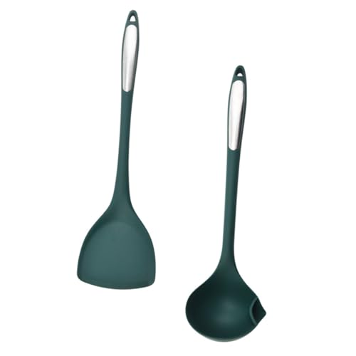 LOORGVEL Silikon Kochutensilien Teilig Hitzebeständig mit Edelstahlgriff Antihaftbeschichteter Pfannenwender und Suppenkelle Rutschfest für Küchen Restaurants und Hotpots Geeignet Grün LOORGVEL Silikon Kochutensilien Teilig Hitzebeständig mit Edelstahlgriff Antihaftbeschichteter Pfannenwender und Suppenkelle Rutschfest für Küchen Restaurants und Hotpots Geeignet Grün von LOORGVEL