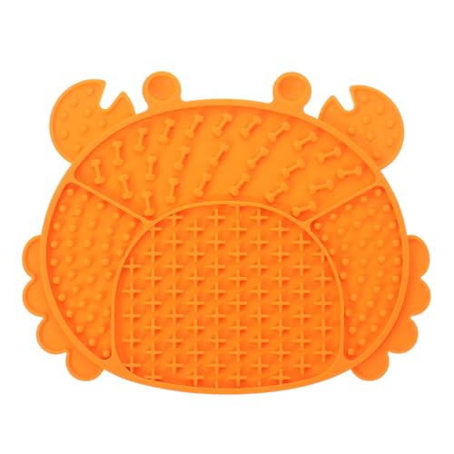 LOORGVEL Silikon Slow Feeder Napf für Katzen und Hunde rutschfeste Futtermatte mit Strukturierter Oberfläche Bissfestes Futterkissen Langsames Fressen und Einfache Reinigung Orange von LOORGVEL