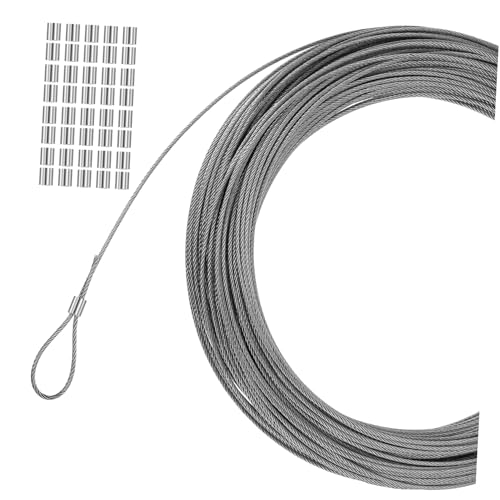 LOORGVEL Stahlseil mit Aluminiumhülsen Wetterfest Gleichmäßig Geflochten Vielseitig für Wäscheleine Geländer Bilderaufhängung Schnelle Montage Langlebig von LOORGVEL