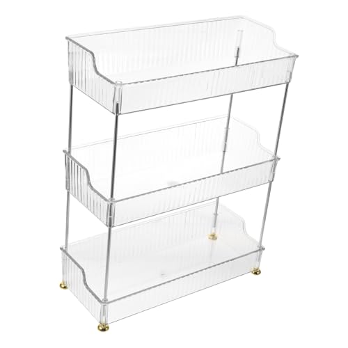LOORGVEL Stöckiges Badezimmer Regal aus Pet und Edelstahl Stabiler Kosmetikständer für Bad und Schlafzimmer Platzsparende Aufbewahrung mit Einfachem Aufbau Modernes Design für Vielseitige LOORGVEL Stöckiges Badezimmer Regal aus Pet und Edelstahl Stabiler Kosmetikständer für Bad und Schlafzimmer Platzsparende Aufbewahrung mit Einfachem Aufbau Modernes Design für Vielseitige von LOORGVEL