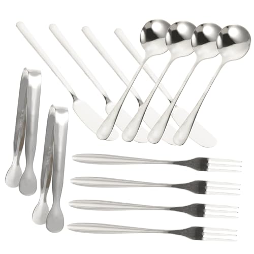 LOORGVEL Teiliges Edelstahl Käse und Butterbesteck mit Käsemesser Butterstreicher Dessertgabel Kaffee und Zuckerlöffel Vielseitiges Küchenhelfer für Käse Butter Desserts und Kaffee von LOORGVEL