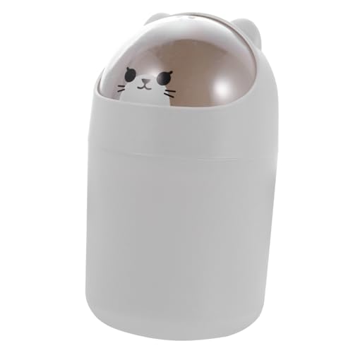 LOORGVEL Tischmülleimer Klein mit Deckel Cartoon Bären Design Schwenkbarer Deckel Desktop Abfalleimer für Büro Schlafzimmer Wohnzimmer Praktischer Mini Papierkorb von LOORGVEL