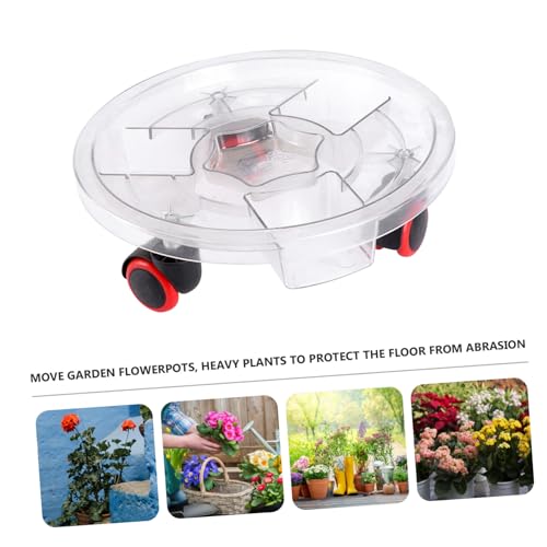 LOORGVEL Transparenter Runder Pflanzenroller aus Dickem Resin Abnehmbares Untersetzer Rad Verschleißfest Bodenschonend für Balkon Garten Innen und Außen Leicht Beweglicher Pflanzenständer von LOORGVEL