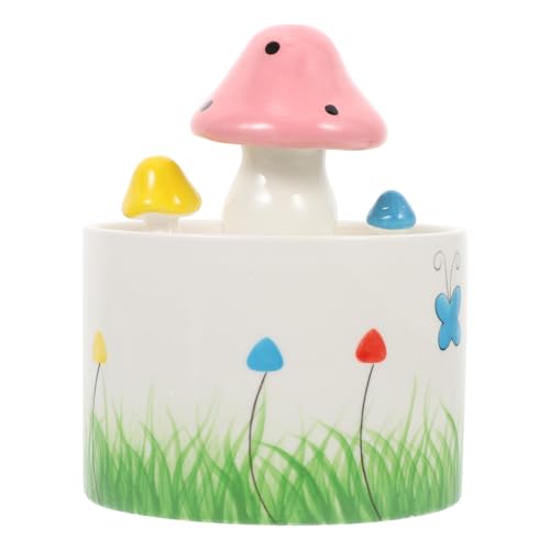 LOORGVEL USB Mushroom Keramik Haustier Trinkbrunnen Automatische Wasserzirkulation Wassernapf für Kleine Hunde Katzen Stabiles Rutschfestes Design von LOORGVEL