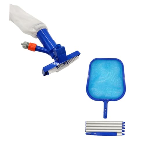 LOORGVEL Vakuum-saugdüse Pool-reinigungsset mit Blauem Netz und Teleskopstange Praktisches Pool Reinigungszubehör für Oberfläche und Boden Geeignet für Teich Schwimmbadpflege von LOORGVEL