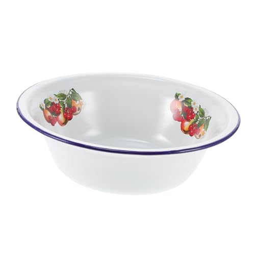 LOORGVEL Vintage Emaillierte Suppenschüssel Tiefe Emaille Schale Vielseitig für Suppe Salat Obst Robustes Küchen accessoire Retro Design Praktische Alltags schüssel von LOORGVEL