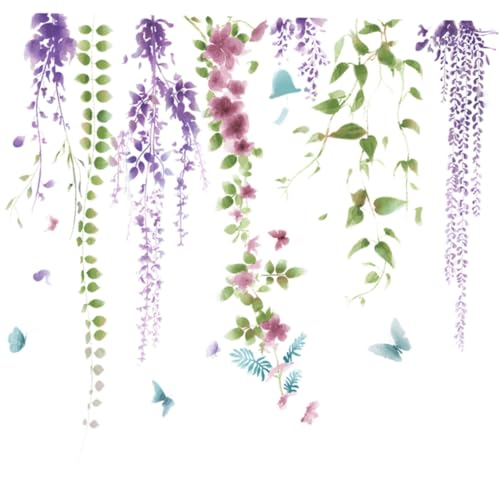 LOORGVEL Wandtattoo Wisteria Blütenranke Selbstklebend Blumen Wandaufkleber Wohnzimmer Schlafzimmer Kinderzimmer DIY Wanddeko LOORGVEL Wandtattoo Wisteria Blütenranke Selbstklebend Blumen Wandaufkleber Wohnzimmer Schlafzimmer Kinderzimmer DIY Wanddeko von LOORGVEL