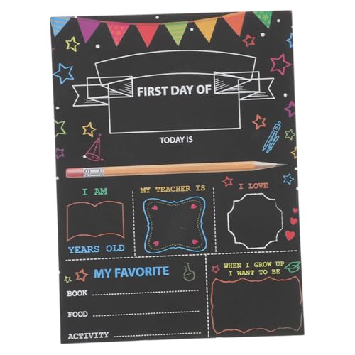 LOORGVEL Wear Resistant Schulkreidetafel mit Holzrahmen Wiederverwendbares Schwarzes Schul Schild Doppelseitige Hängende Schiefertafel für Kinderzimmerdeko und Schulanfang Foto Accessoire von LOORGVEL