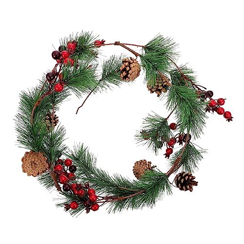 LOORGVEL Weihnachtliche Rattan Girlande Langlebige PVC Simulation mit Beeren Dekorative Weihnachtsdekoration für Kamin Treppe und Baum Verblasst Nicht Robust und Formbeständig von LOORGVEL