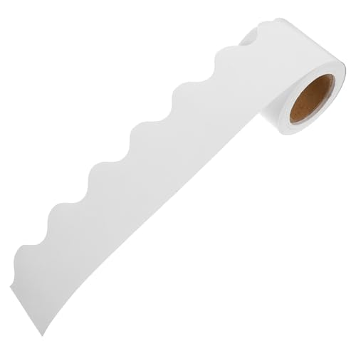 LOORGVEL Weiße Abnutzungsresistente Pinnwand Bordüre mit Gewelltem Abschluss Dekoratives Border Trim für Klassenzimmer Büros Schwarze Tafeln Wände und Party Accessoires von LOORGVEL