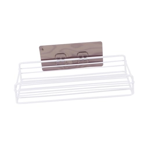 LOORGVEL Weißes wandregal Platzsparender Bad Küchen Organizer Rostbeständiger Aufbewahrungsständer mit Hohlem Design für Shampoo und Toilettenartikel Langlebiges Badregal zur Wandmontage von LOORGVEL