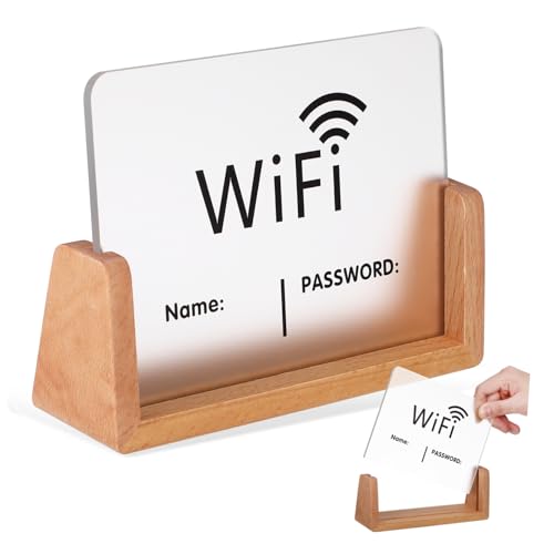 LOORGVEL Wifi Passwort Schild mit Buchenholz Ständer Transparente Wifi Passworttafel Professionelles Board für Restaurant Hotel Büro und Gästezimmer Dekoration von LOORGVEL