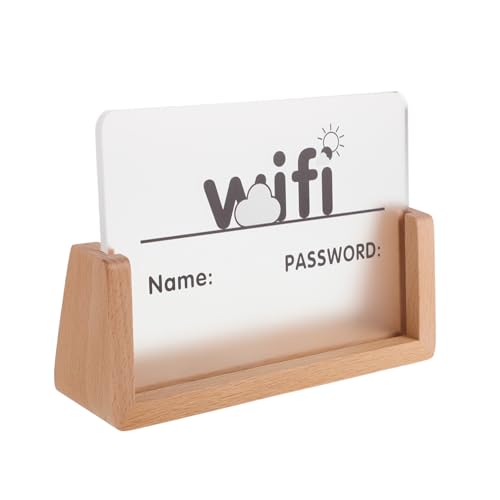 LOORGVEL Wifi Passwortschild mit Holzbasis Freistehend Stilvolle Gästezimmer Deko Langlebiges Wifi Passwort Schild Lesbar für Zuhause und Geschäft Modernes Design von LOORGVEL