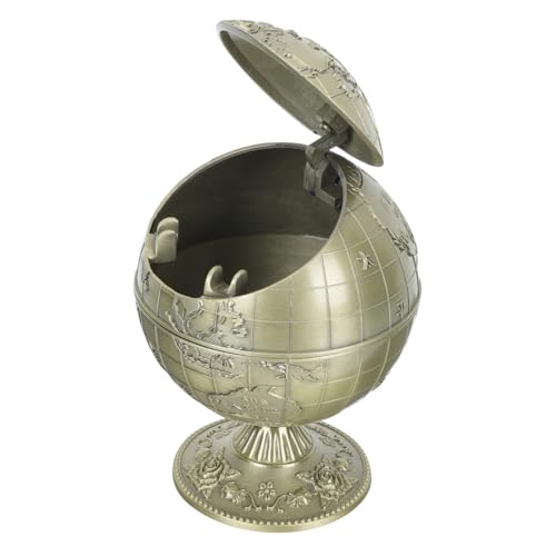 LOORGVEL Winddichter Vintage Aschenbecher mit Deckel Retro Stil Raucher Kompakt für Büro Wohnzimmer Bar Kunstvolles Design Praktischer Tischaschenbecher von LOORGVEL