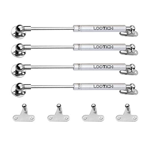 LOOTICH 100N Ganzer Stahl Klappenbeschlag Klappenhalter Gasfeder Dämpfer Truhen Scharniere für Küchenschrank Soft Close Weichschließen Türscharniere 4 Stücke von LOOTICH