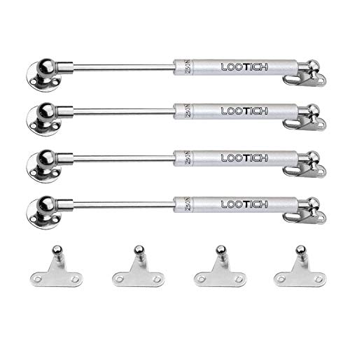 LOOTICH 250N Ganzer Stahl Klappenbeschlag Klappenhalter Gasfeder Dämpfer Truhen Scharniere für Küchenschrank Soft Close Weichschließen Türscharniere 4 Stücke von LOOTICH