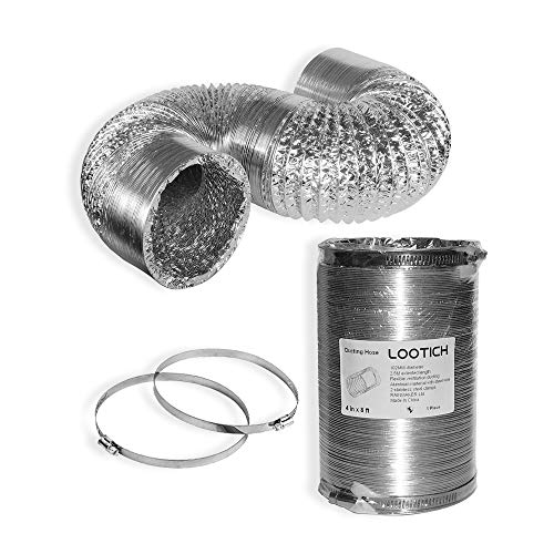 LOOTICH Aluflexrohr Ø 102mm Länge 2.5m Abluftschlauch Flexibel Luftleitungen Aus Aluminium Rohr Flexschlauch für HVAC Lüftung 2 Stück Schlauchschelle Edelstahl Inbegriffen LOOTICH Aluflexrohr Ø 102mm Länge 2.5m Abluftschlauch Flexibel Luftleitungen Aus Aluminium Rohr Flexschlauch für HVAC Lüftung 2 Stück Schlauchschelle Edelstahl Inbegriffen von LOOTICH