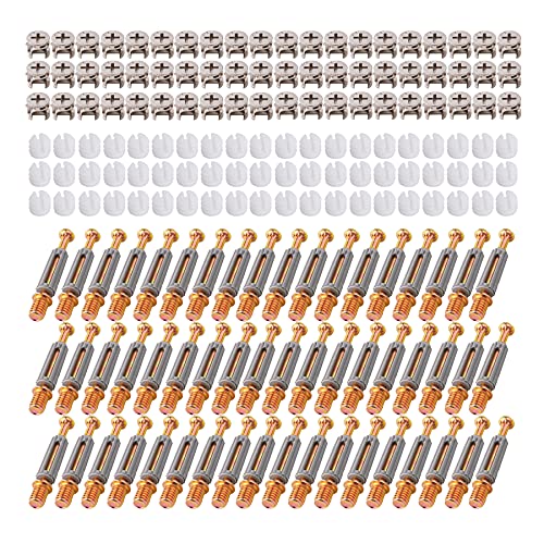 LOOTICH Exzenter Möbelverbinder-Set Exzenterbeschlag Ø11,8mm Einschraubdübel mit Abdeckrand M6x41mm und Eindrehmuttern M6 für Möbel Kabinett Schrank-Verbinder Komplett Grau 100 Set von LOOTICH