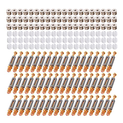 LOOTICH Exzenter Möbelverbinder-Set Exzenterbeschlag Ø14,7mm Einschraubdübel mit Abdeckrand M6x41mm und Eindrehmuttern M6 für Möbel Kabinett Schrank-Verbinder Komplett Grau 100 Set von LOOTICH