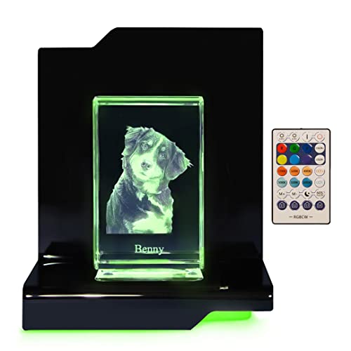 LOOXIS 3D Glasfoto - Ihr Foto in 3D in Glas gelasert - Fotogeschenk (mit Premium Acryl Leuchtsockel, S Hochformat) von LOOXIS