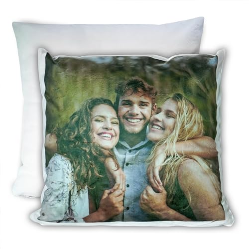 LOOXIS Personalisiertes Kissen mit Foto & Text Bedruckt, selbst gestalten – 40x40 cm, Weiß - Geschenkidee Männer, Frauen, Jahrestag, Geburtstag – Flauschige Oberfläche von LOOXIS