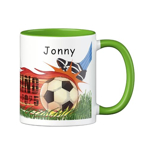 LOOXIS Personalisierte Tasse für Kinder mit Namen, Text & Motiv bedruckt – 325ml, Keramik, versch. Farben – Geschenkidee Jungen, Mädchen, Einschulung, Kindergarten – Grün, Fußball LOOXIS Personalisierte Tasse für Kinder mit Namen, Text & Motiv bedruckt – 325ml, Keramik, versch. Farben – Geschenkidee Jungen, Mädchen, Einschulung, Kindergarten – Grün, Fußball von LOOXIS