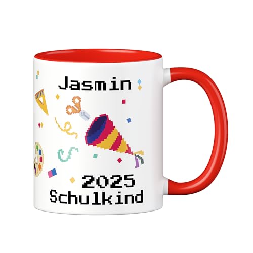 LOOXIS Personalisierte Tasse für Kinder mit Namen, Text & Motiv bedruckt – 325ml, Keramik, versch. Farben – Geschenkidee Jungen, Mädchen, Einschulung, Kindergarten – Rot, Pixel LOOXIS Personalisierte Tasse für Kinder mit Namen, Text & Motiv bedruckt – 325ml, Keramik, versch. Farben – Geschenkidee Jungen, Mädchen, Einschulung, Kindergarten – Rot, Pixel von LOOXIS