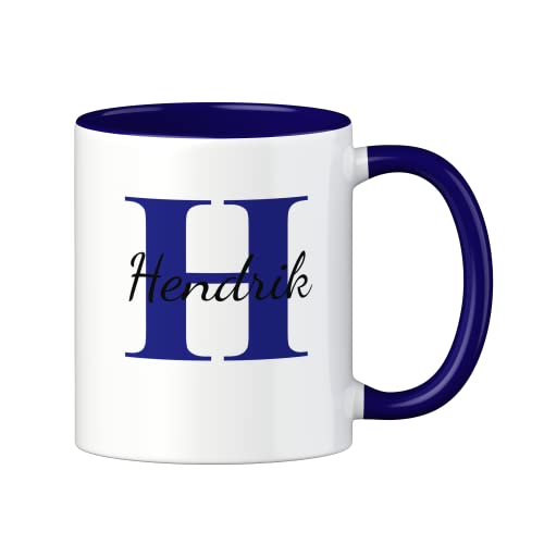 LOOXIS Personalisierte Tasse mit Namen bedruckt – 325 ml, Keramik, versch. Farben, Kalligraphie – Geschenkidee Männer, Frauen, Jahrestag, Geburtstag, Muttertag – Dunkelblau von LOOXIS