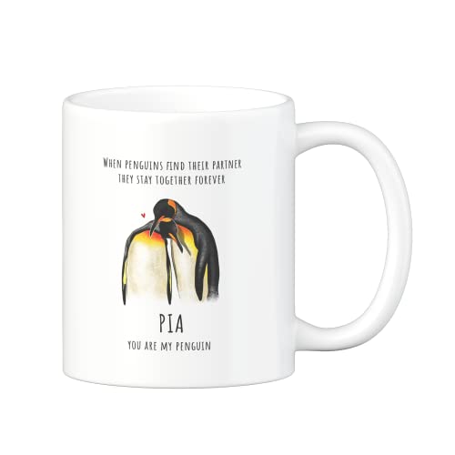 LOOXIS Personalisierte Tasse mit Namen, Text & Motiv bedruckt – 325ml, Keramik, versch. Farben – Geschenkidee Männer, Frauen, Jahrestag, Valentinstag, Geburtstag – Pinguin von LOOXIS