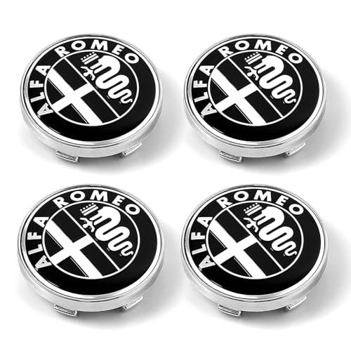 4 Stück Auto Nabendeckel für Alfa Romeo Giulia Stelvio Giulietta 159 147 156 166 GT Tonale 60mm, Radnabenkappen, Felgendeckel, Radnabenabdeckung, Staubdicht Wasserdicht Kratzfest Felgenkappen von LOPAMCGH