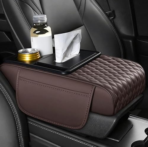 Auto Armlehnenkissen für BMW X1 X2 X3 X4 X5 X6 X7 M2 M3 M4 M5 M6 M7 M8 i4 Z4, PU Leder Mittelarmlehne Auflage mit Getränkehalter & Seitentaschen, Universal Auto Mittelkonsolen Armlehne Kissen von LOPAMCGH