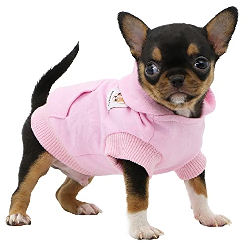 LOPHIPETS Hunde-Kapuzenpullover aus Baumwolle, für kleine Hunde, Chihuahua, Welpen, für kaltes Wetter, Rosa/XXS von LOPHIPETS