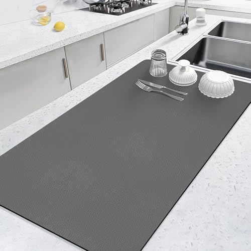 LOPNUR Abtropfmatte für die Küche, 80 x 43,2 cm, extra große Abtropfmatten für Küchentheke, super saugfähige Geschirrmatte, Kieselgur-Kaffeematte, hitzebeständige Matte mit rutschfester LOPNUR Abtropfmatte für die Küche, 80 x 43,2 cm, extra große Abtropfmatten für Küchentheke, super saugfähige Geschirrmatte, Kieselgur-Kaffeematte, hitzebeständige Matte mit rutschfester von LOPNUR