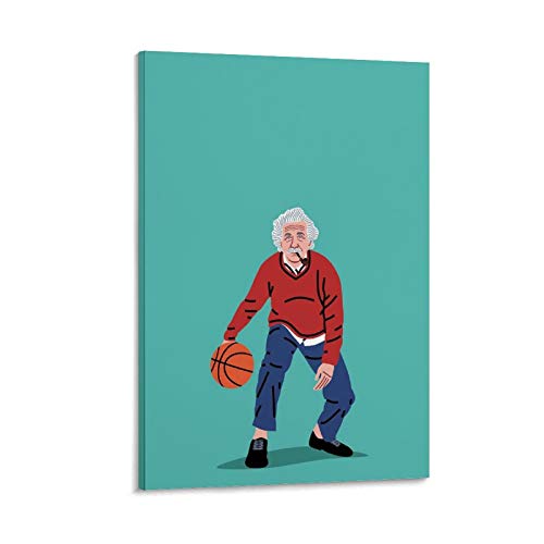 LOPOA Albert Einstein Playing Basketball Poster dekorative Malerei Leinwand Wandkunst Wohnzimmer Poster Schlafzimmer Malerei 12x18inch(30x45cm) von LOPOA