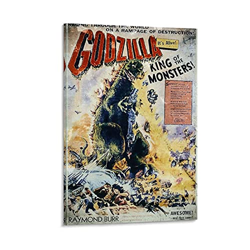 LOPOA Godzilla Vintage Poster Poster dekorative Malerei Leinwand Wandkunst Wohnzimmer Poster Schlafzimmer Malerei 12x18inch(30x45cm) von LOPOA