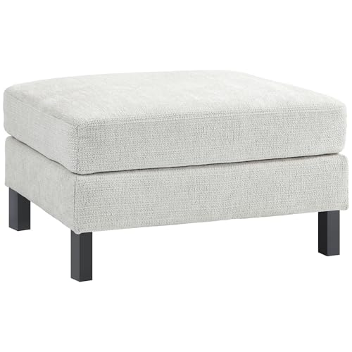 LOPOO Modularer Sofa-Ottomane für gemütliche Wohnräume, weicher Chenille-Stoff, Taschenfeder-Komfort, Cremeweiß von LOPOO