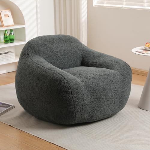 LOPOO Riesiger Sitzsack-Stuhl mit Armlehnen und Memory-Schaum-Füllung, geräumiges Design für Erwachsene, bequemes Sofa für Wohnzimmer oder Schlafzimmer, Dunkelgrau von LOPOO