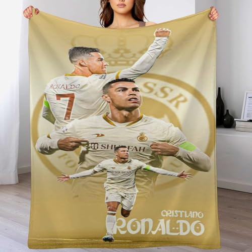 3D Ronaldo Fleecedecke Fußballspieler Kinder Erwachsene Weiche, Feste, Warme Überwurfdecken Für Schlafzimmer, Bett, Sofa, Couch (150 * 200cm) von LOPUCK