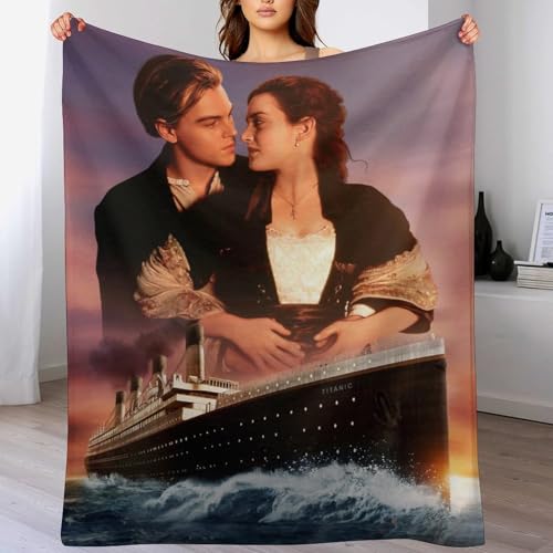 Fleece-Überwürfe Decken Titanic Warme Decke 3D Filmplakat Weiche Überwurfdecke 50"x60" von LOPUCK