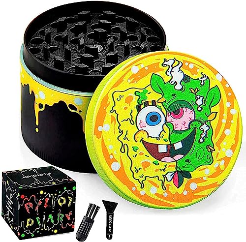 Grinder crusher kräutermühle Grinder Pollen Herb grinder Zinklegierung Metall Spices Grinder,mit Pollen Scraper für Spice,gewürze,Kräuter 4-teiliges Set (Yellow) von LOPUCK