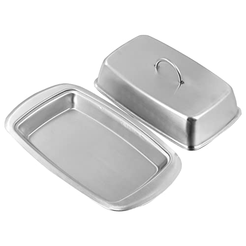 LOPUNER 1 Stück Butterdose Luftdicht Wächter Modern Lebensmittellagerbehälter Gericht Container Butterschale Groß Schale Mit Deckel Creme Silber Rostfreier Stahl von LOPUNER