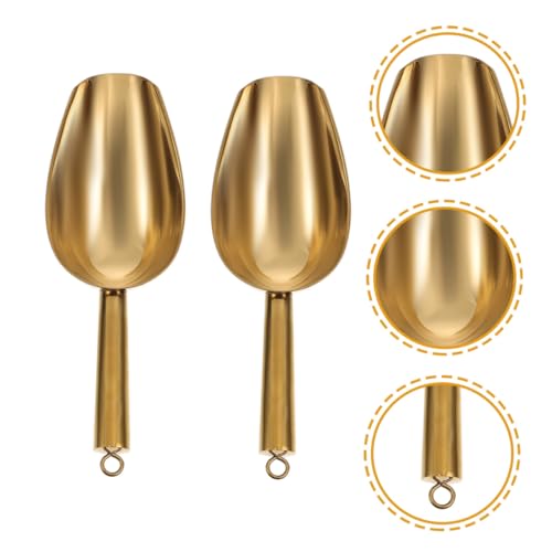 LOPUNER 2 Stück Edelstahl Eisschaufeln Rostfrei Vielseitig für Eiswürfel Mehl Süßigkeiten Kompakt Leicht mit Glatter Oberfläche für Küche Bar Haushalt Einfache Reinigung und Aufbewahrung von LOPUNER