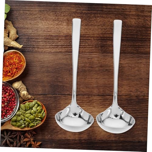 LOPUNER 2 Stück Edelstahl Sauce Löffel Kleine Saucenkelle mit Ergonomischem Griff Langer Stiel für Tiefes Schöpfen Spülmaschinengeeignet Robustes Küchenutensil für Gravy und Suppen von LOPUNER