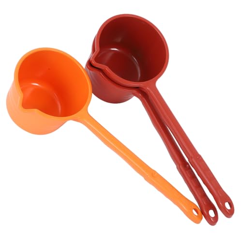 LOPUNER 3 Stück Multifunktionale Wasserschaufel mit Langem Griff für Badewanne Garten und Haushalt Robuste Kunststoffkelle Rot und Orange Praktisch zum Gießen und Waschen von LOPUNER