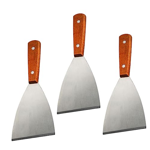 LOPUNER 3 Stück Teiliges Grillspachtel mit Edelstahlklingen und Holzgriff Schräger Küchen Schaber für Steak und Braten Vielseitiges Brat und Wender Tool Geeignet für Zuhause und von LOPUNER