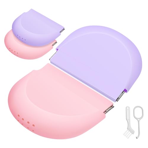 LOPUNER 4 Stück Retainer Box Sakura und Lila Tragbare Schlanke Aufbewahrungsbox für und Herausnehmbare Prothesen mit Sicherem Verschluss und Optimaler Luftzirkulation von LOPUNER