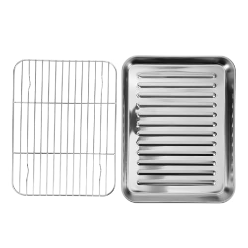 LOPUNER Edelstahl Backblech mit Antihaftbeschichtet Rostfrei Hitzebeständig Vielseitig für Ofen und Grill Geeignet für Pommes Hähnchen Mozzarella Bratblech mit Abkühlgitter LOPUNER Edelstahl Backblech mit Antihaftbeschichtet Rostfrei Hitzebeständig Vielseitig für Ofen und Grill Geeignet für Pommes Hähnchen Mozzarella Bratblech mit Abkühlgitter von LOPUNER