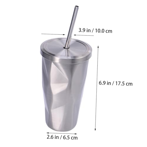 LOPUNER Edelstahl Trinkbecher mit Strohhalm Doppelwandig Isoliert Wasserglas Wiederverwendbar Leicht Diamond Design Für Kaffee Saft Smoothies von LOPUNER