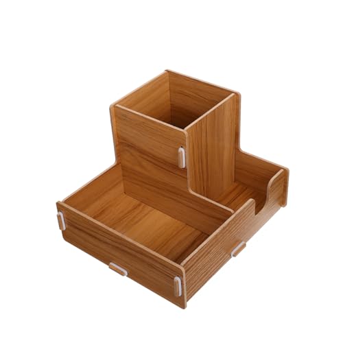 LOPUNER Holz Becherhalter mit Fächern für Papierbecher Deckel und Strohhalme Multifunktionaler Tisch Organizer für Kaffee Tee Bar und Milchtee Shops Platzsparende Aufbewahrung von LOPUNER