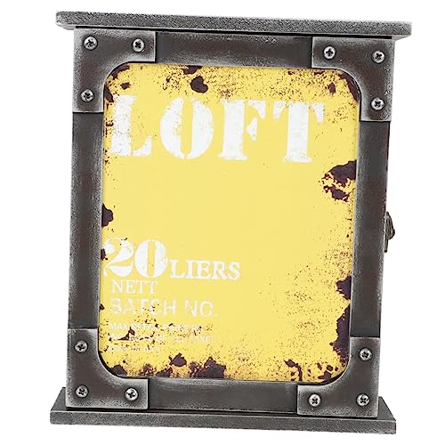 LOPUNER Retro -Holzschlüsselbox Veranstalter drinnen Schlüsselhalter für die Wand Eingabetaster Speicherhalter dekorativer Schlüsselhalter Lagerregal Schlüsselbrett Schmiedeeisen Gelb von LOPUNER